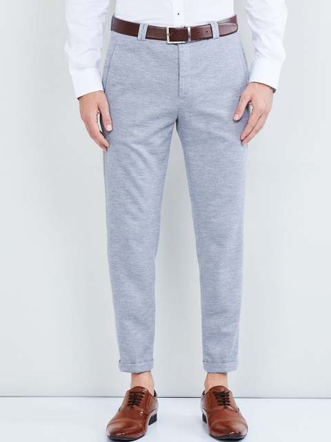 

max Men Grey Regular Fit Solid Formal Trousers