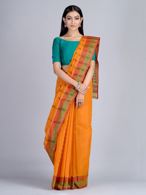 

Mitera Yellow Pure Cotton Woven Design Taant Saree