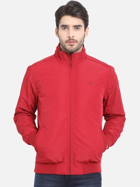 

t-base Men Red Solid Lightweight Bomber Jacket