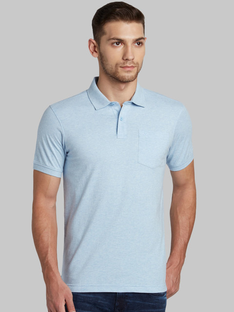

Parx Men Blue Solid Polo Collar T-shirt
