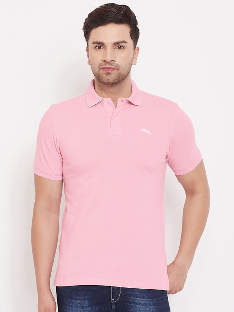 

JUMP USA Men Pink Solid Polo Collar T-shirt