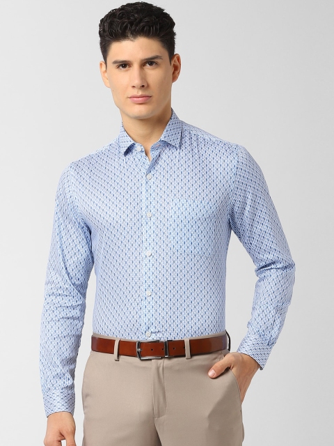 

Peter England Elite Men Blue Slim Fit Printed Formal Shirt