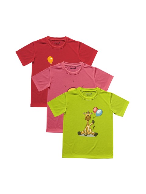 

mezmoda Boys Pack of 3 Printed Round Neck T-shirts, Lime green