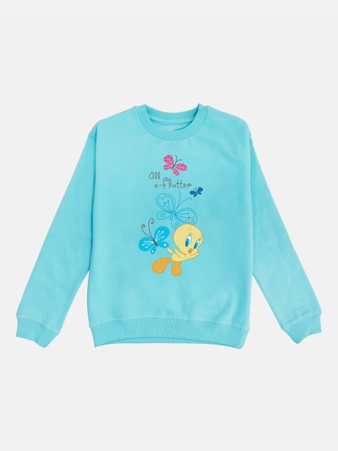 

Kids Ville Girls Blue Printed Sweatshirt