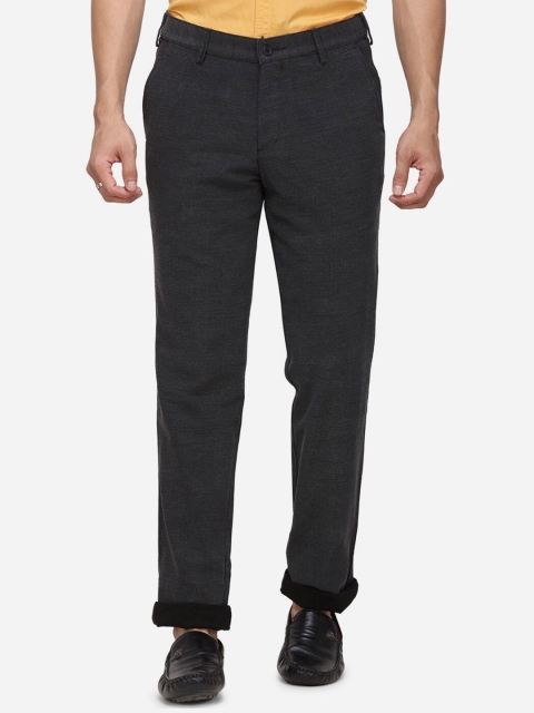 

Greenfibre Men Black Slim Fit Self Design Regular Trousers