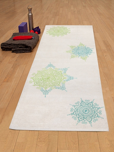 

Rajasthan Decor Off-White Block Print Anti Skid Yoga Mat