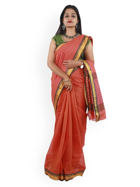 

APCO Rust Red Solid Pure Cotton Saree