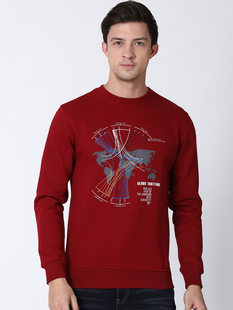 

t-base Men Red Printed Sweatshirt