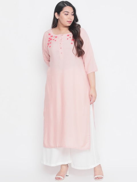 

Amydus Women Rose Floral Embroidered A-Line Kurta