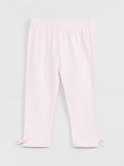 

max Girls Pink Solid Ankle-Length Leggings