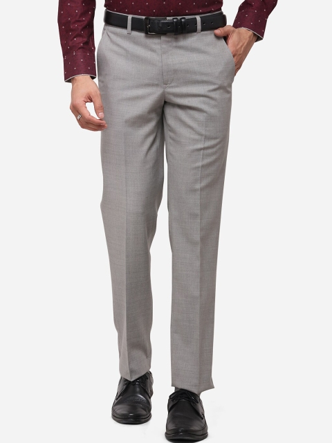 

METAL Men Grey Slim Fit Solid Formal Trousers