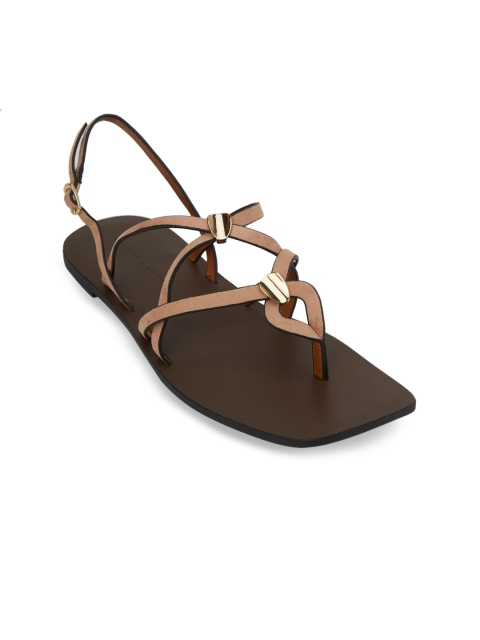 

CHARLES & KEITH Women Brown Solid Fabric Open Toe Flats