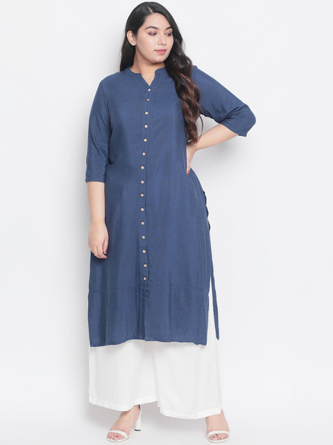 

Amydus Women Teal Blue Solid Straight Kurta