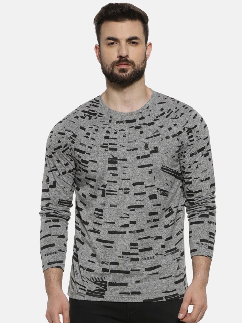 

Campus Sutra Men Grey Printed Round Neck T-shirt