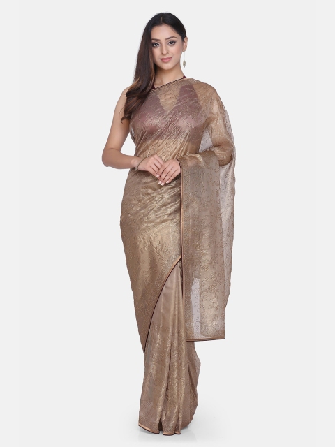 

BOMBAY SELECTIONS Gold-Toned Tissue Embroidered Dharmavaram Saree