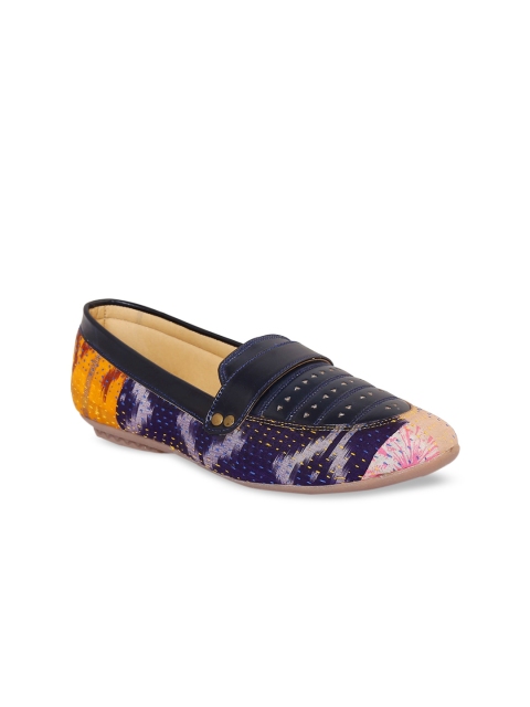 Kanvas Women Navy Blue Loafers