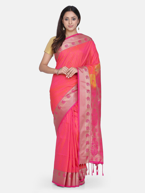 

BOMBAY SELECTIONS Pink Printed Mysore Silk Saree