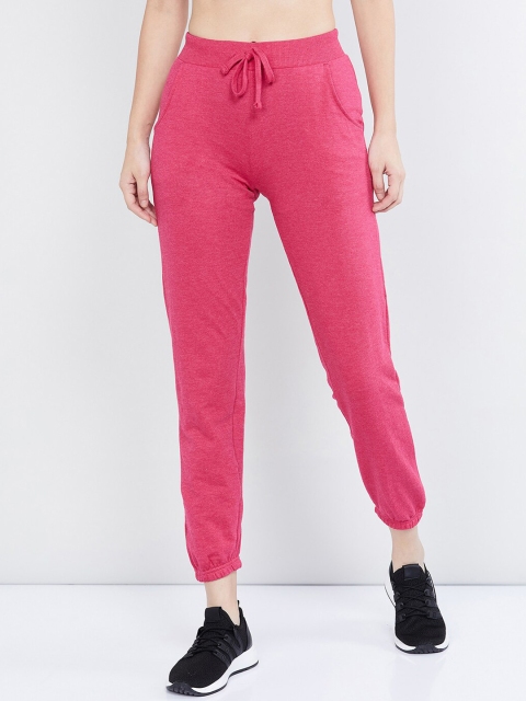 

max Women Fuchsia Solid Slim-Fit Joggers