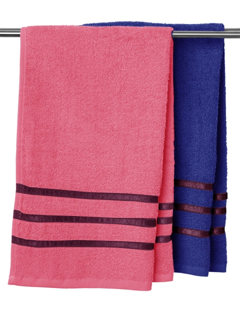 

URBAN SPACE Pink & Blue 2 Pcs Striped 450 GSM Bath Towel Set
