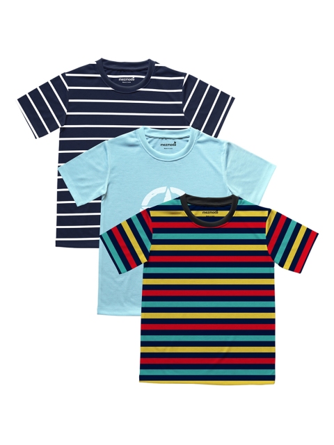 

mezmoda Boys Pack of 3 Striped Round Neck T-shirts, Multi