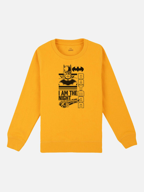 

Kids Ville Boys Mustard Yellow & Black Batman Printed Sweatshirt