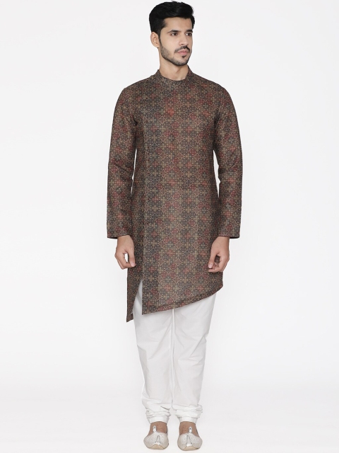

Manyavar Men Brown Printed Straight Kurta