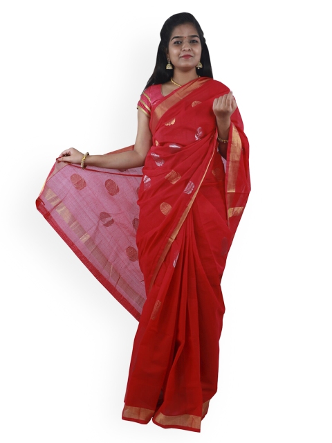 

APCO Pink & Gold-Toned Pure Cotton Woven Design Venkatgiri Sustainable Saree