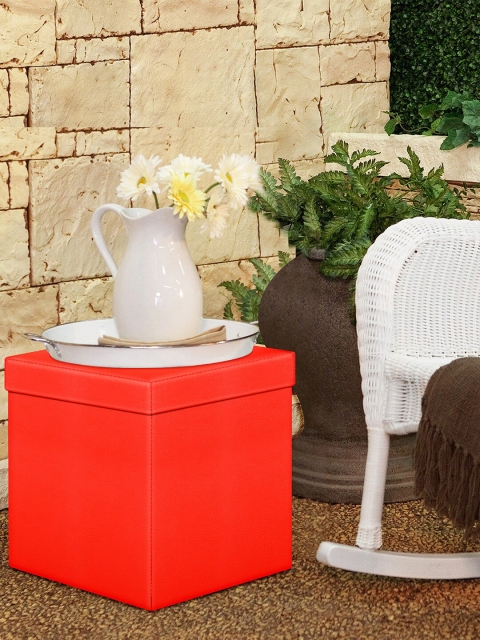 

Story@home Red Solid Foldable Ottoman Storage Box Cum Stool
