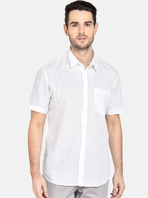 

Basics Men White Slim Fit Solid Casual Shirt