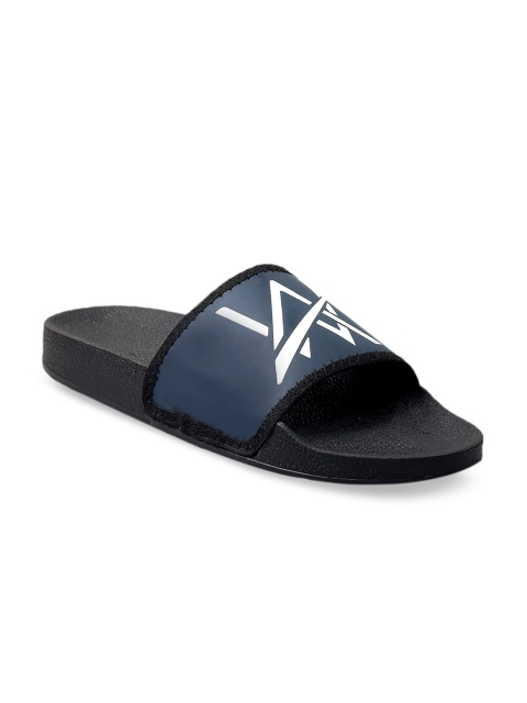 Woakers Men Teal Blue & White Printed Sliders