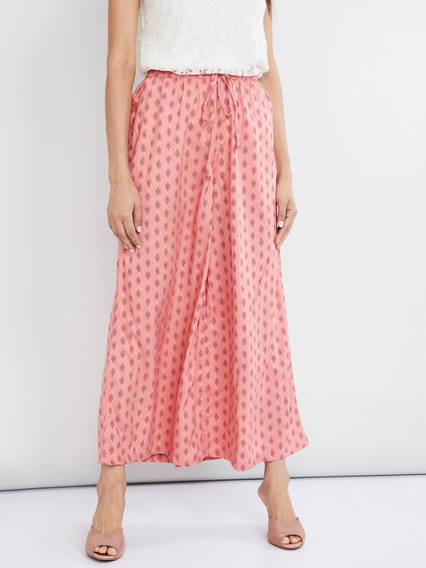 

max Women Coral Self Design Wide Leg Palazzos