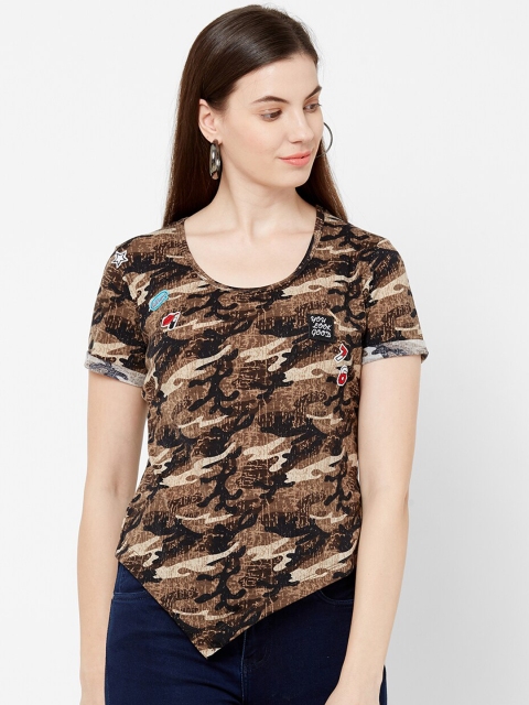 

Juliet Women Coffee Brown Camouflage Printed Top