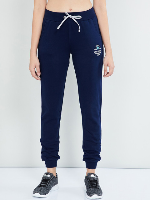 

max Women Navy Blue Solid Slim-Fit Joggers