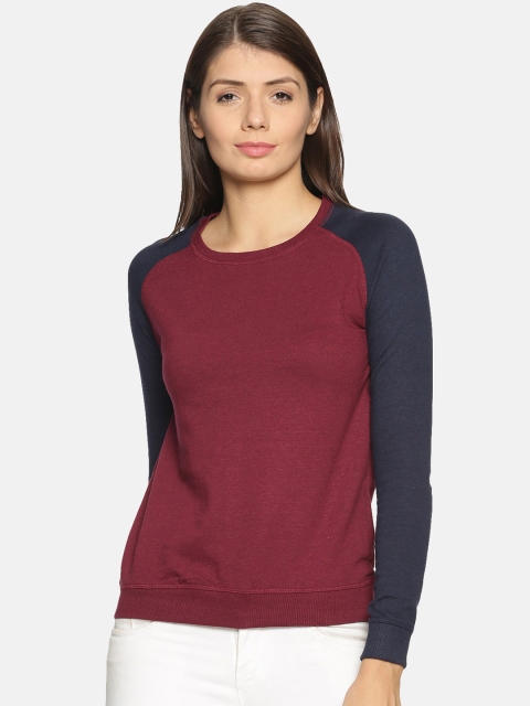

Kryptic Women Burgundy Solid Sweatshirt