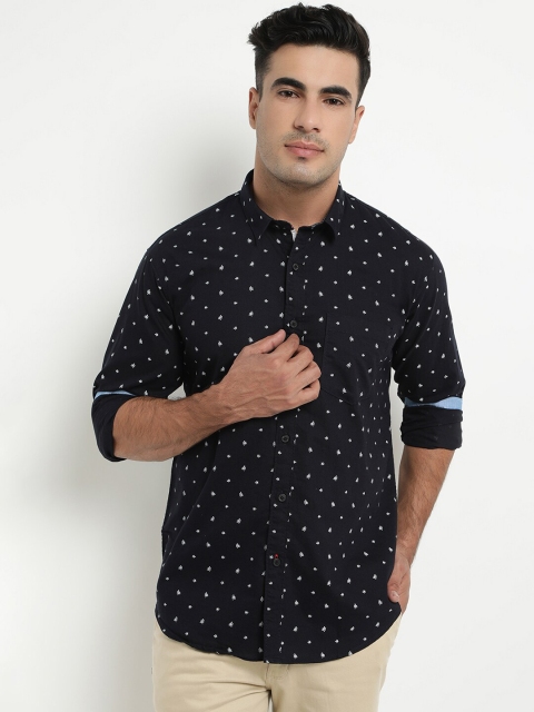 

COBB Men Navy Blue & Navy Blue Slim Fit Printed Casual Shirt