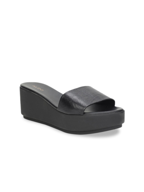

ALDO Women Black Solid Leather Slider Wedge