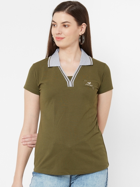 

Juliet Women Olive Green Solid Top