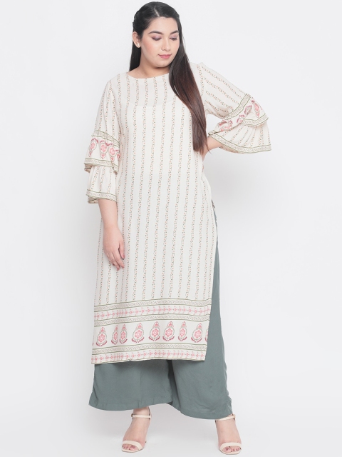 

Amydus Women Cream-Coloured Printed Straight Kurta