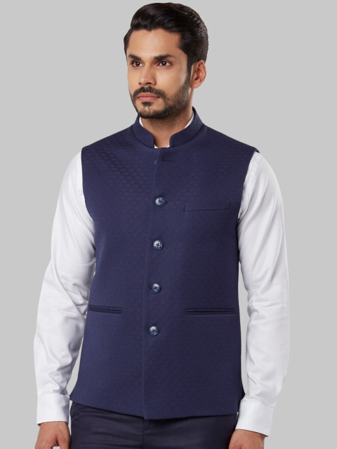 

Raymond Men Navy Blue Nehru Jacket