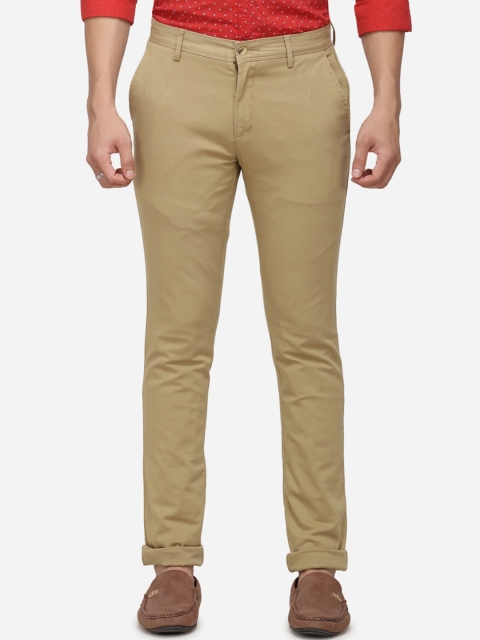 

Greenfibre Men Khaki Slim Fit Solid Regular Trousers