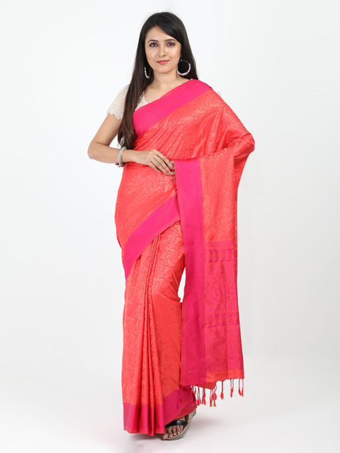 

SABOO COLLECTIONS Red Pure Silk Woven Design Banarasi Saree