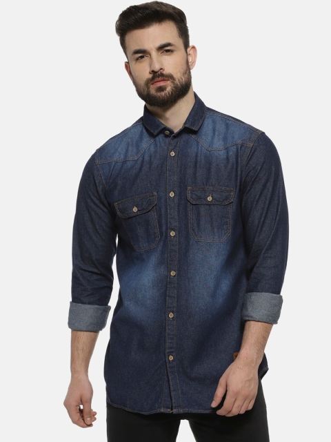 

Campus Sutra Men Blue Regular Fit Faded Casual Shirt