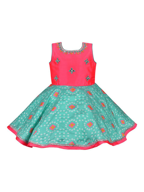 

Wish Karo Girls Pink Printed Fit and Flare Dress
