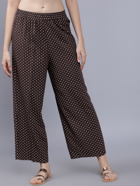 

Vishudh Women Brown Printed Straight Palazzos