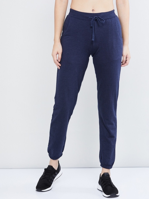 

max Women Navy Blue Solid Slim-Fit Joggers