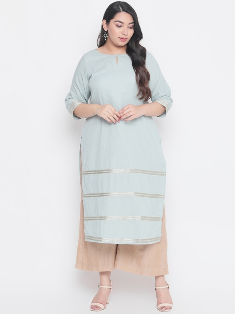 

Amydus Women Blue Solid Straight Kurta