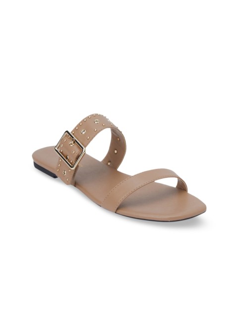 

CHARLES & KEITH Women Beige Solid Open Toe Flats