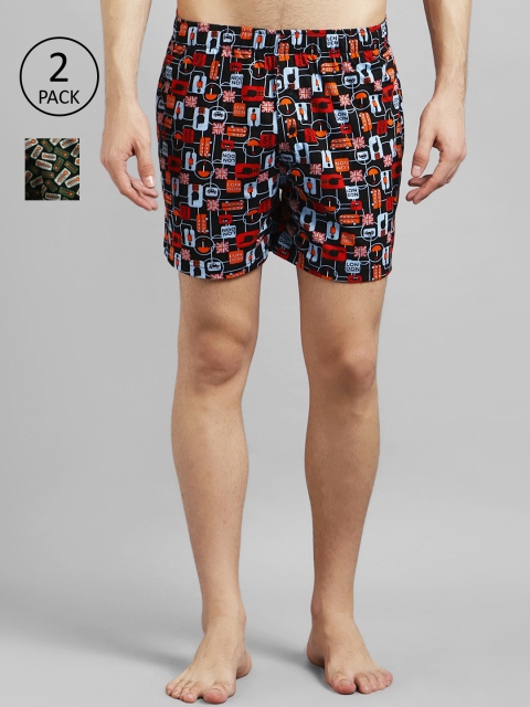 

Kotty Men Pack Of 2 Printed Boxers, Black