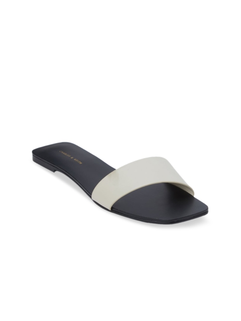 

CHARLES & KEITH Women White Solid Open Toe Flats