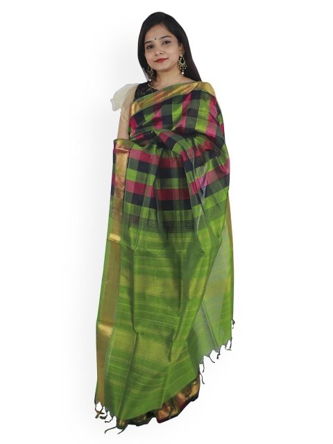 

APCO Green Checked Silk Cotton Saree